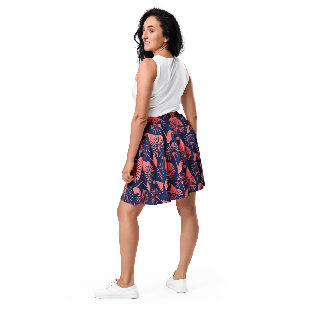 Salmon Starburst on Skater Skirt — Back