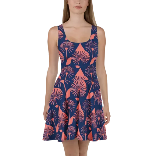 Salmon Starburst on a Skater Dress