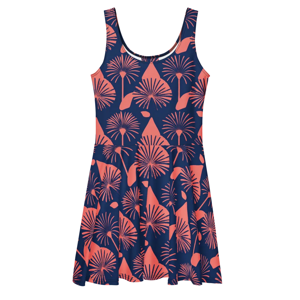 Salmon Starburst on Skater Dress — Front