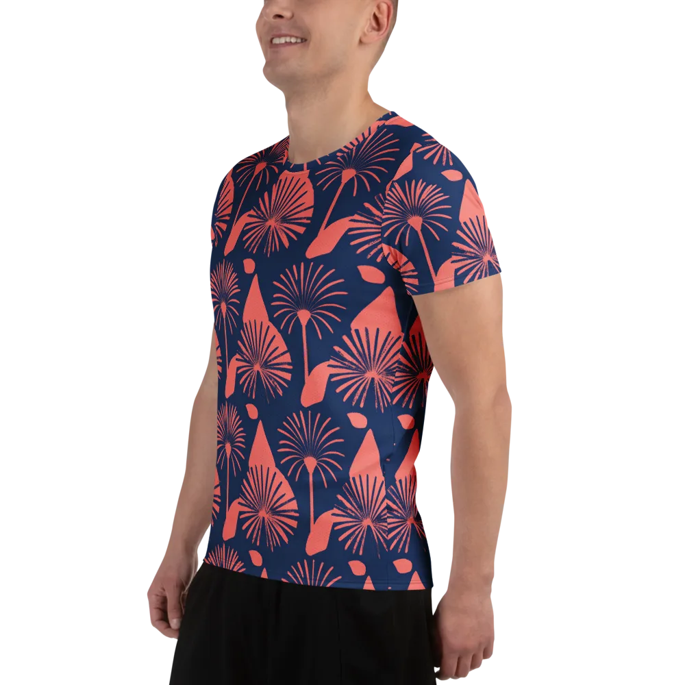 Salmon Starburst on Men's Athletic T-Shirt — Left
