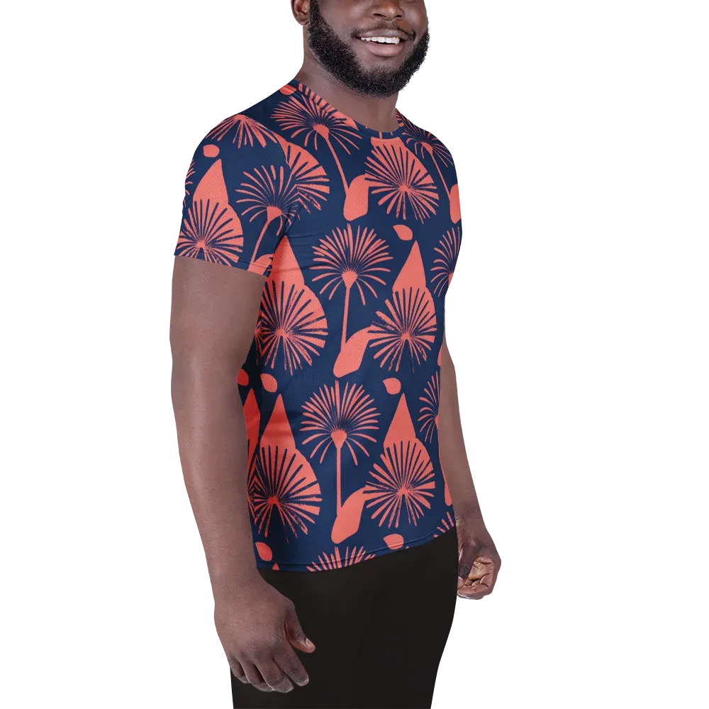 Salmon Starburst on Men's Athletic T-Shirt — Right