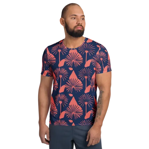 Salmon Starburst on a Men's Athletic T-Shirt