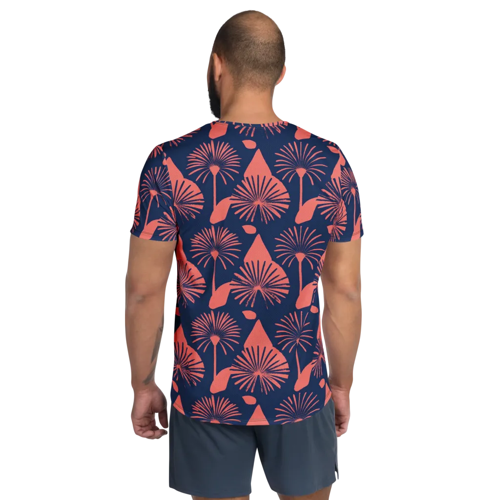 Salmon Starburst on Men's Athletic T-Shirt — Back