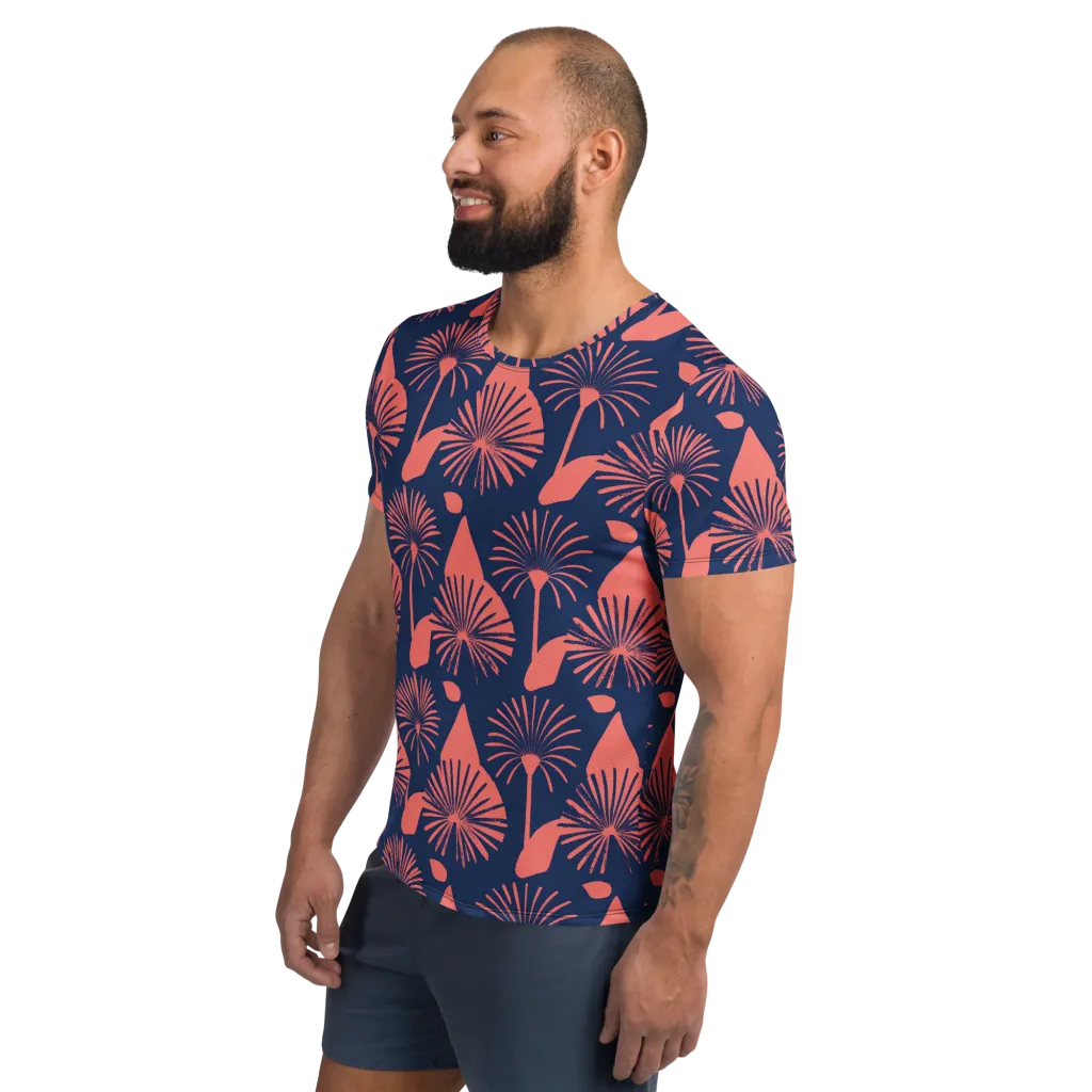 Salmon Starburst on Men's Athletic T-Shirt — Left