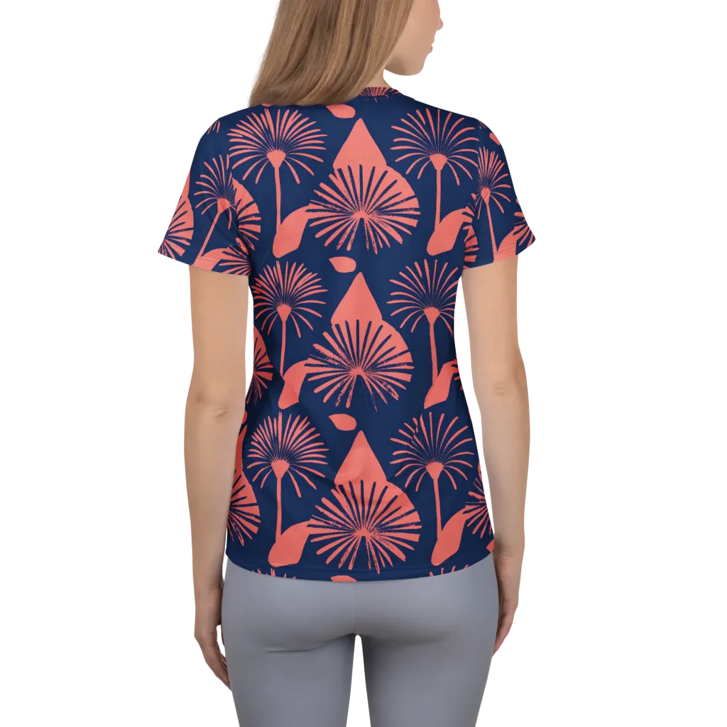 Salmon Starburst on Women's Athletic T-Shirt — Back