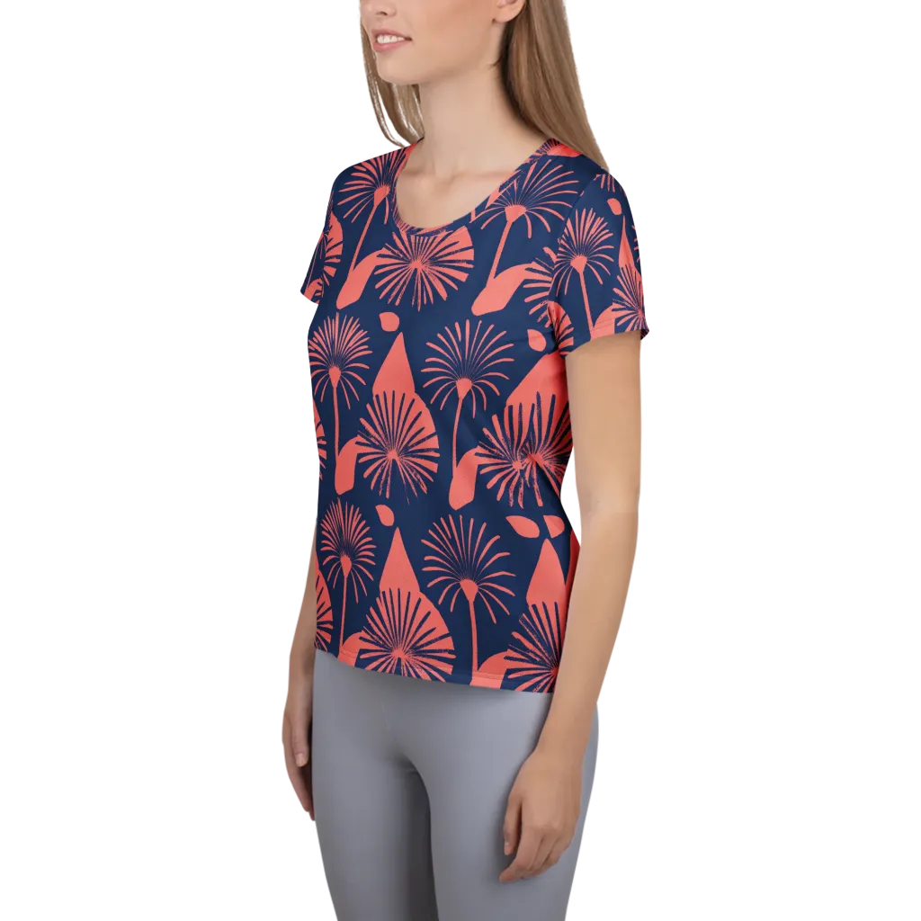 Salmon Starburst on Women's Athletic T-Shirt — Left