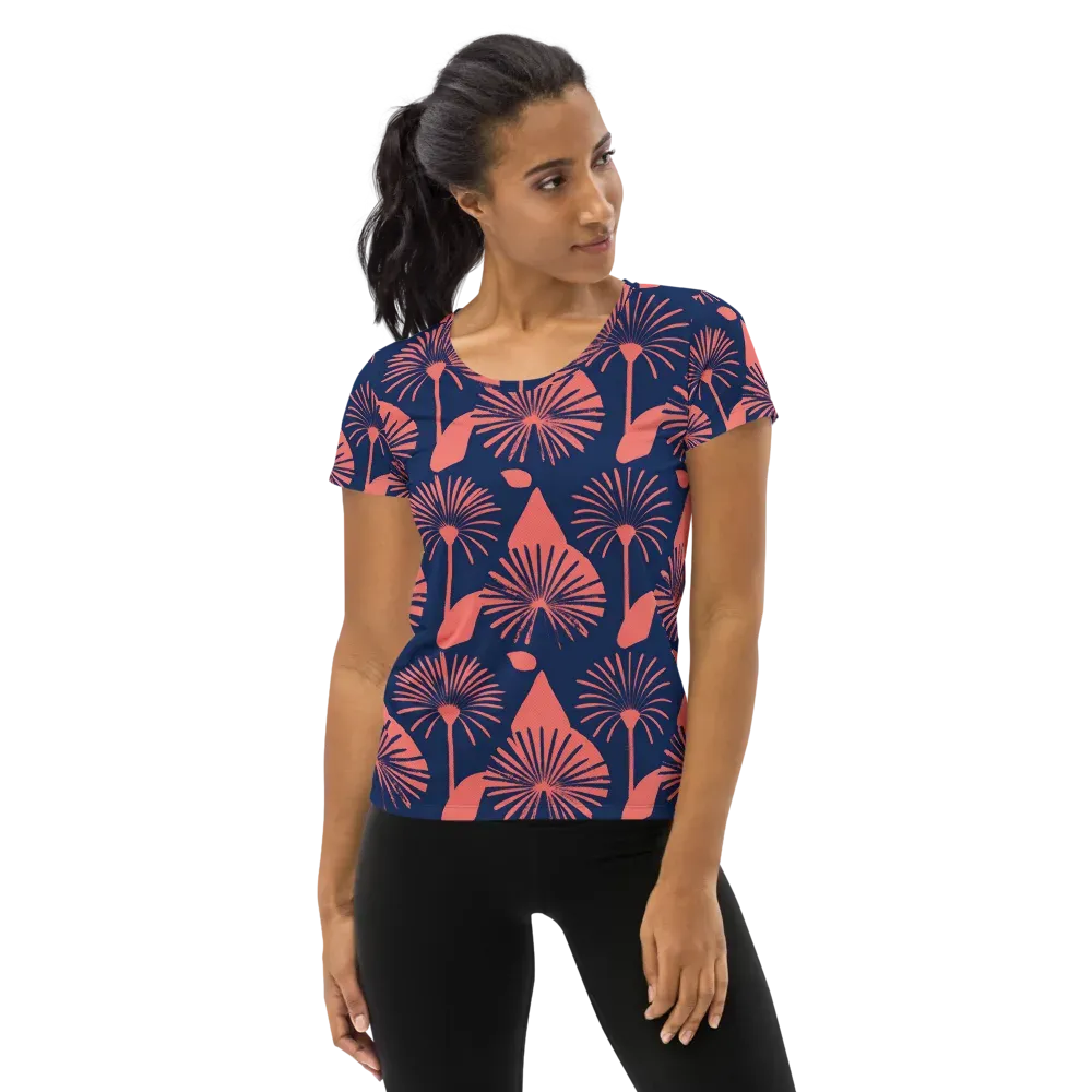 Salmon Starburst on Women's Athletic T-Shirt — Front