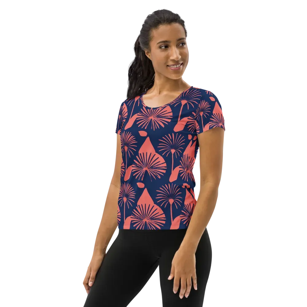 Salmon Starburst on Women's Athletic T-Shirt — Left