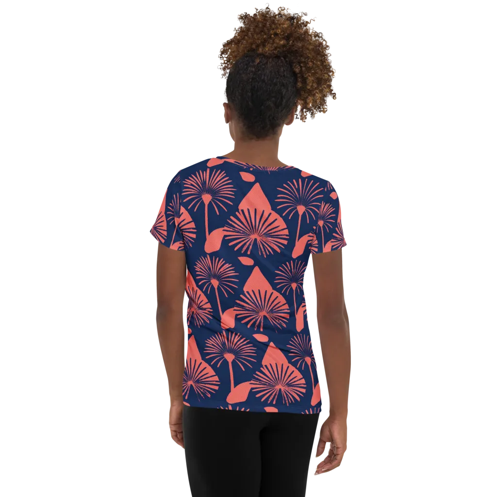 Salmon Starburst on Women's Athletic T-Shirt — Back