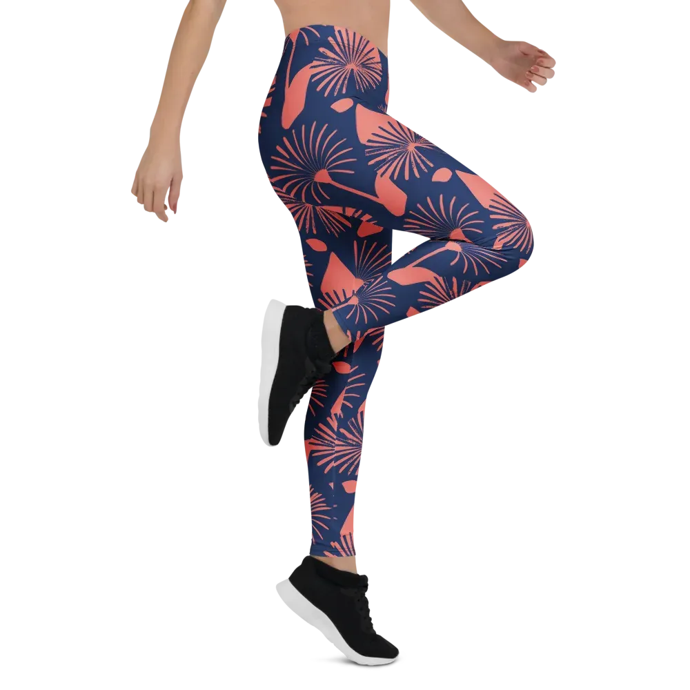 Salmon Starburst on Leggings — Right
