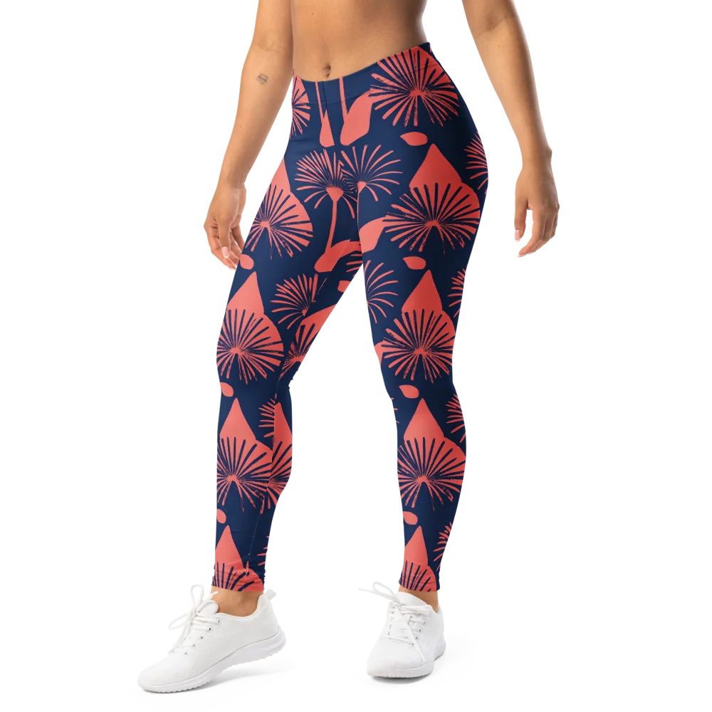 Salmon Starburst on Leggings — Left Front