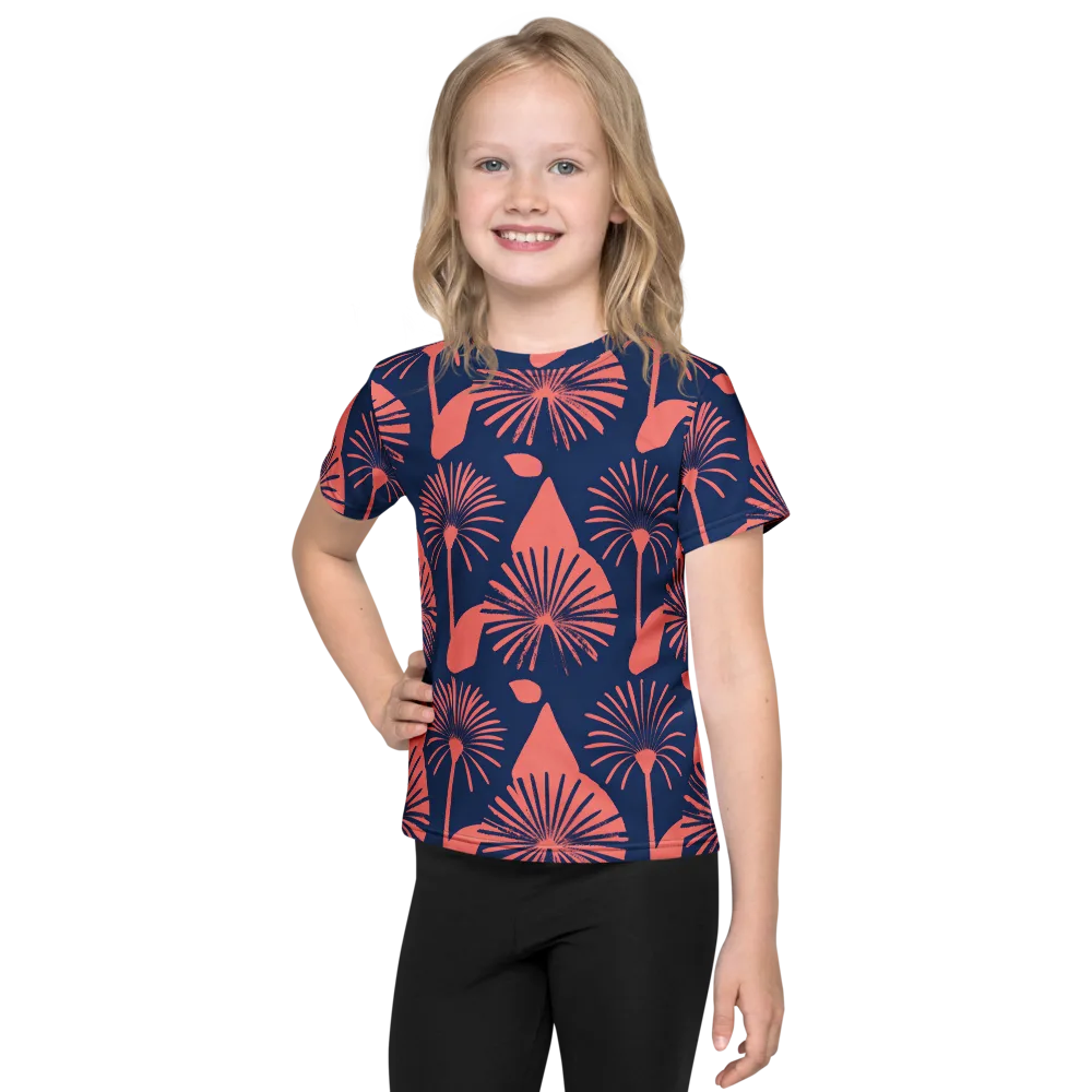 Salmon Starburst on Kids Crew Neck T-Shirt — Front