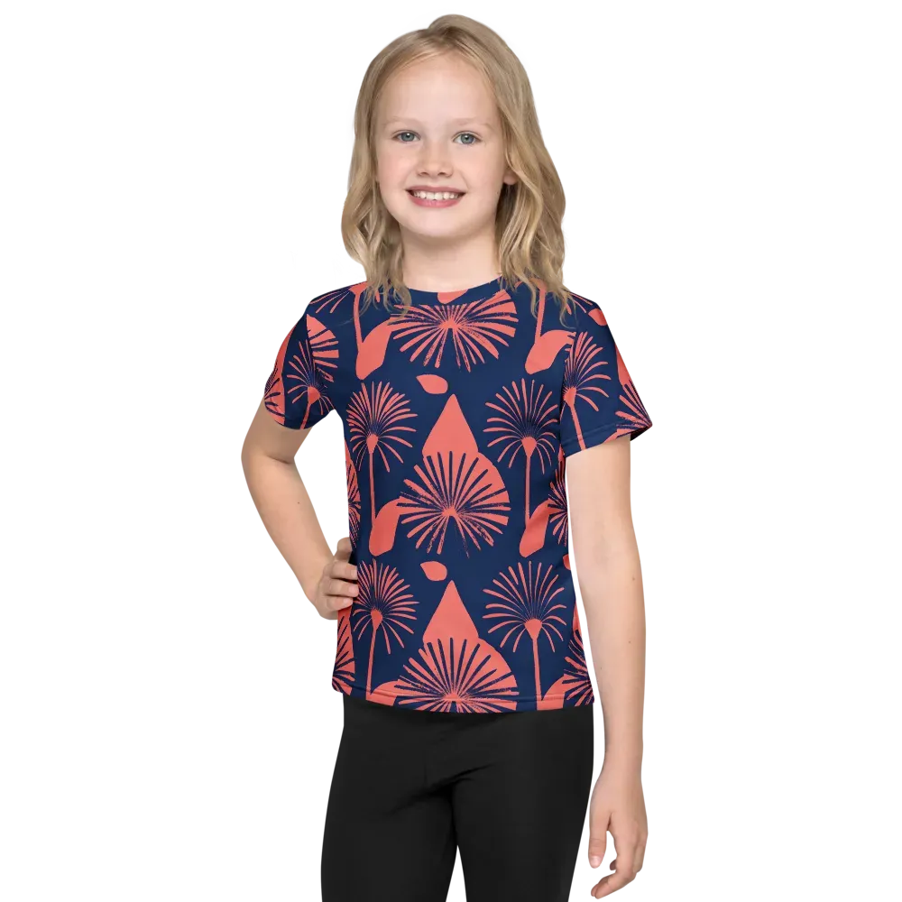 Salmon Starburst on Kids Crew Neck T-Shirt — Front