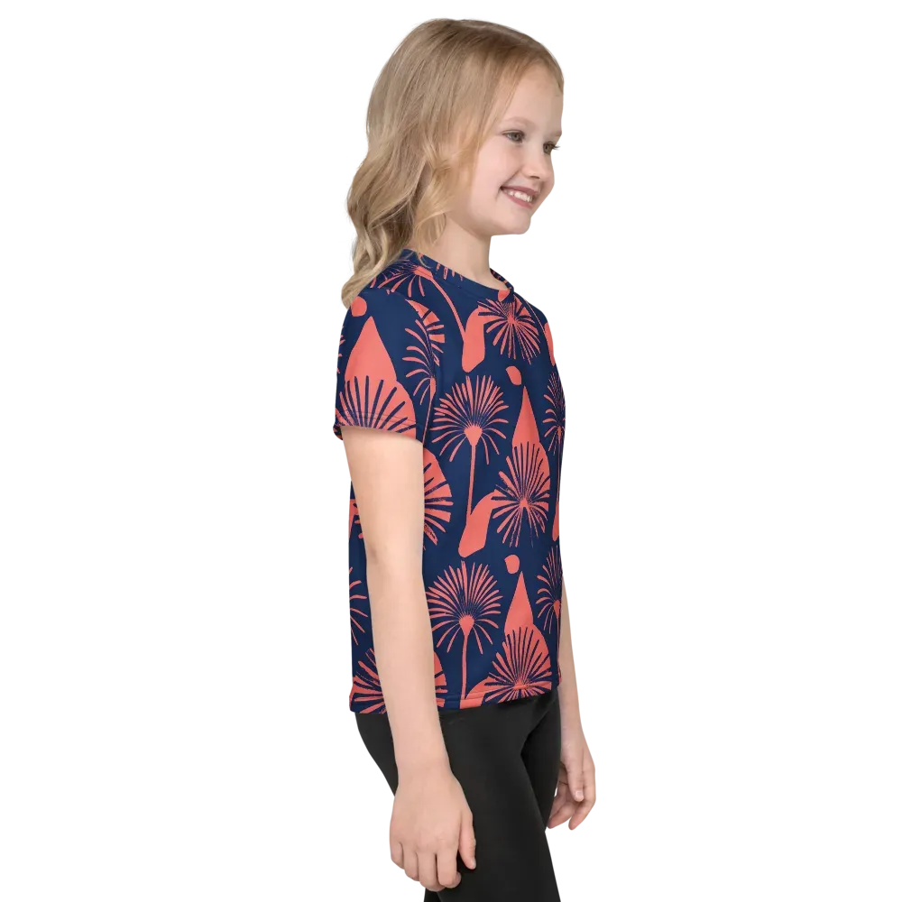 Salmon Starburst on Kids Crew Neck T-Shirt — Right