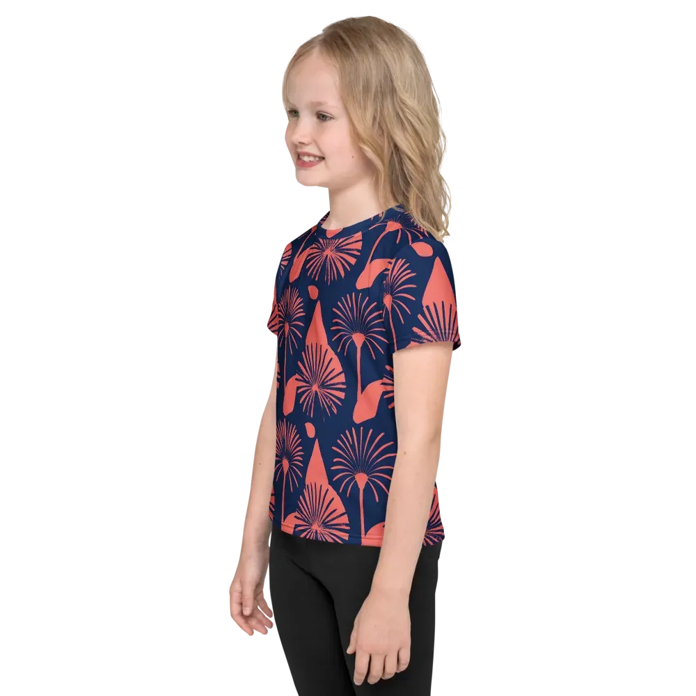 Salmon Starburst on Kids Crew Neck T-Shirt — Left
