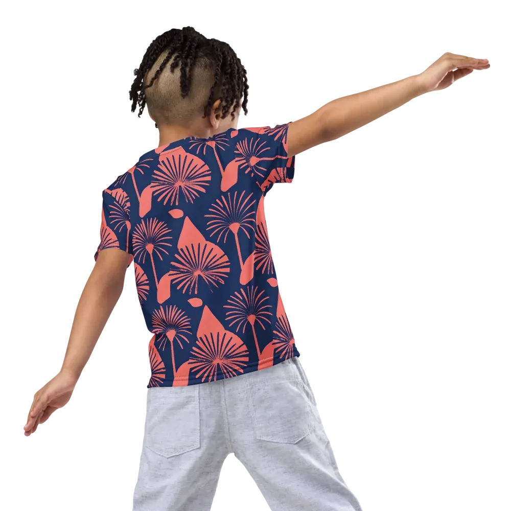 Salmon Starburst on Kids Crew Neck T-Shirt — Back