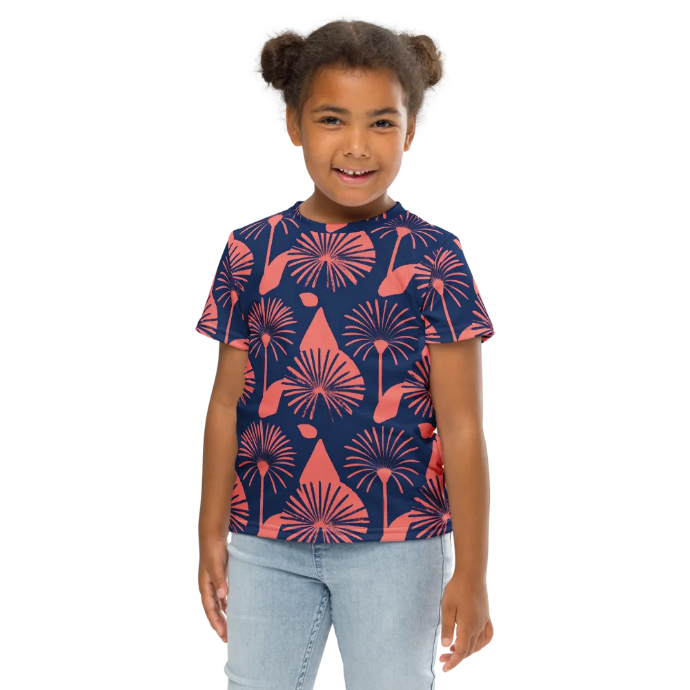 Salmon Starburst on Kids Crew Neck T-Shirt — Front