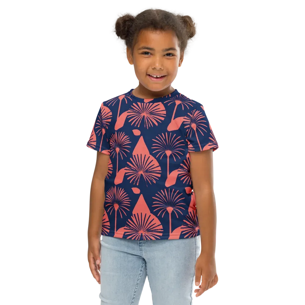Salmon Starburst on Kids Crew Neck T-Shirt — Front