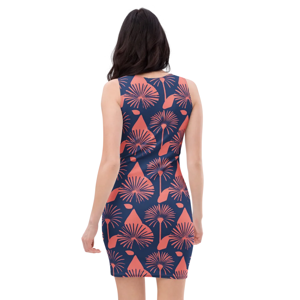 Salmon Starburst on Bodycon Dress — Back