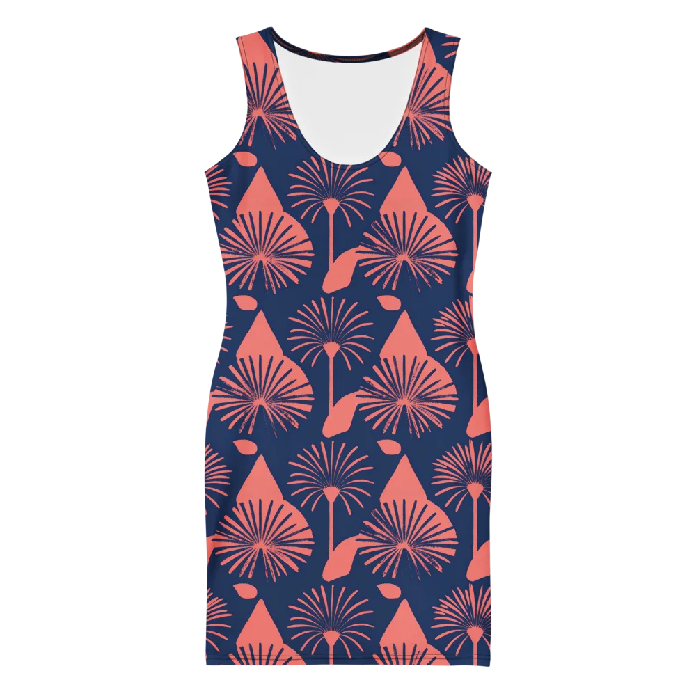 Salmon Starburst on Bodycon Dress — Front