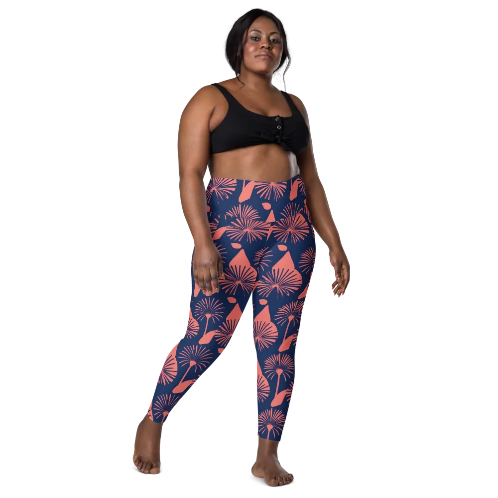 Salmon Starburst on Leggings with Pockets — Front