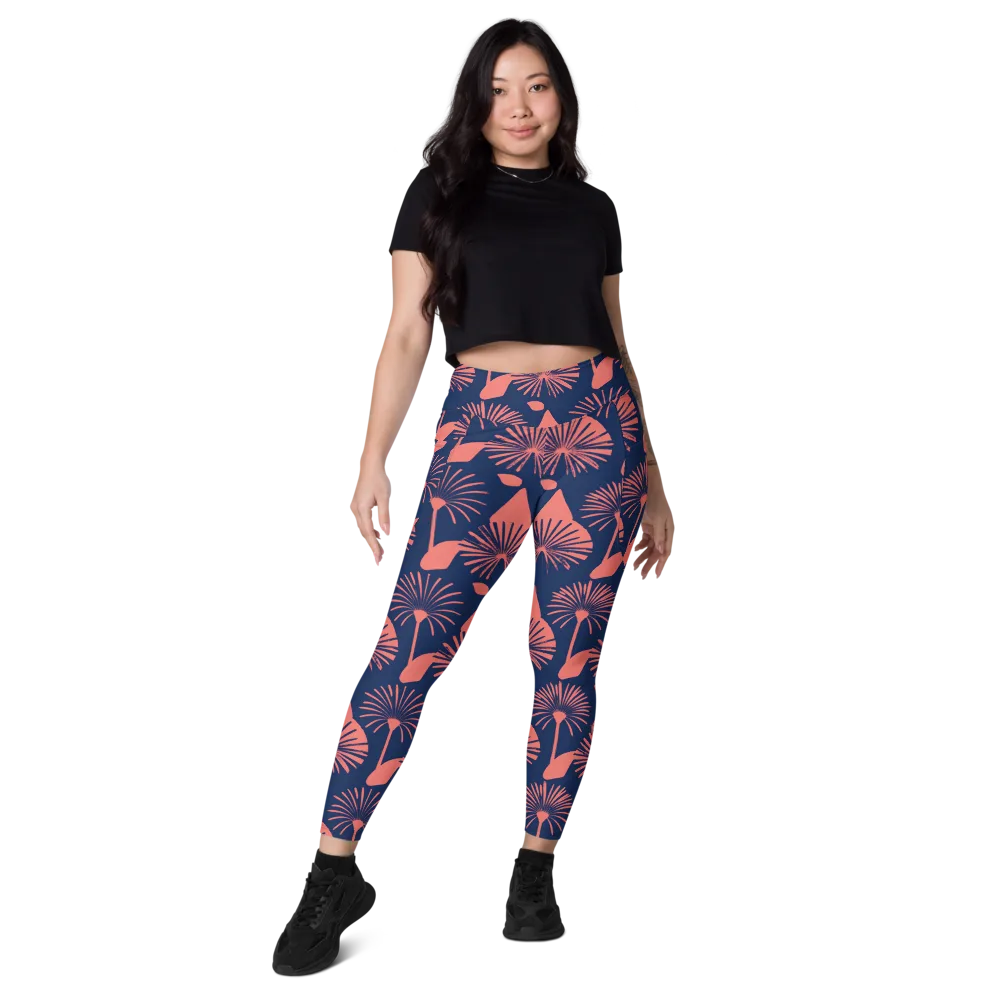 Salmon Starburst on Leggings with Pockets — Front
