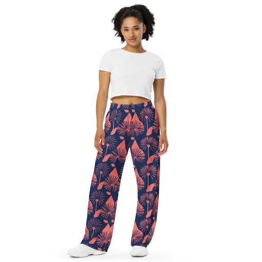 Salmon Starburst on a Wide-Leg Pants