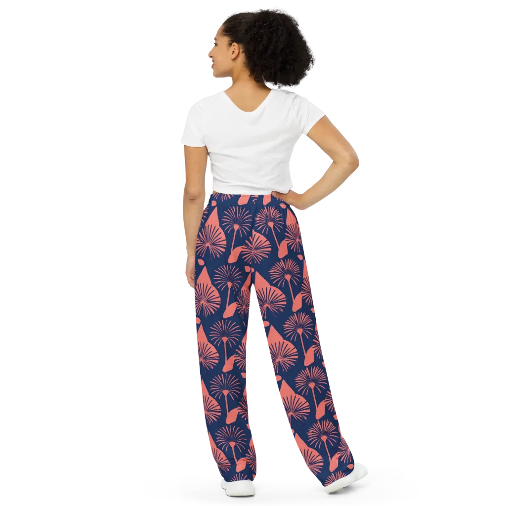 Salmon Starburst on Wide-Leg Pants — Back