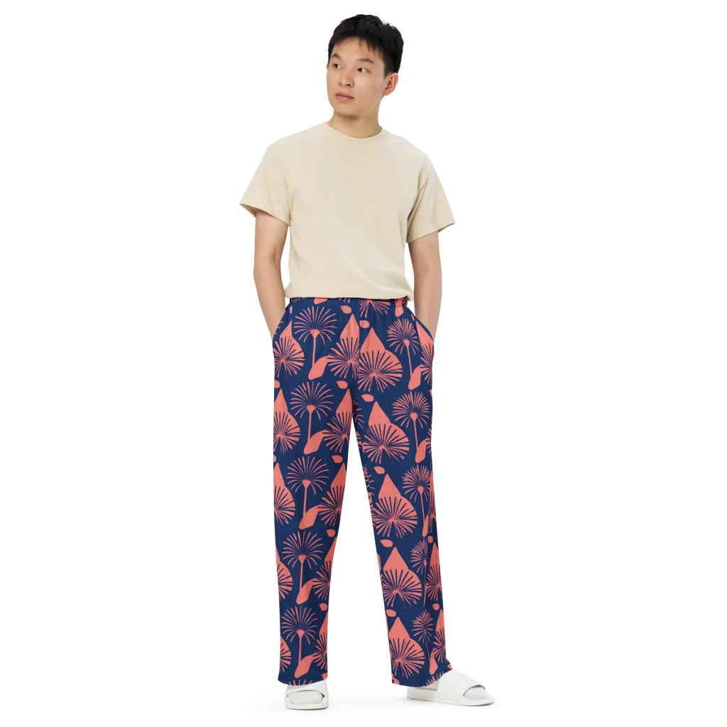 Salmon Starburst on Wide-Leg Pants — Front