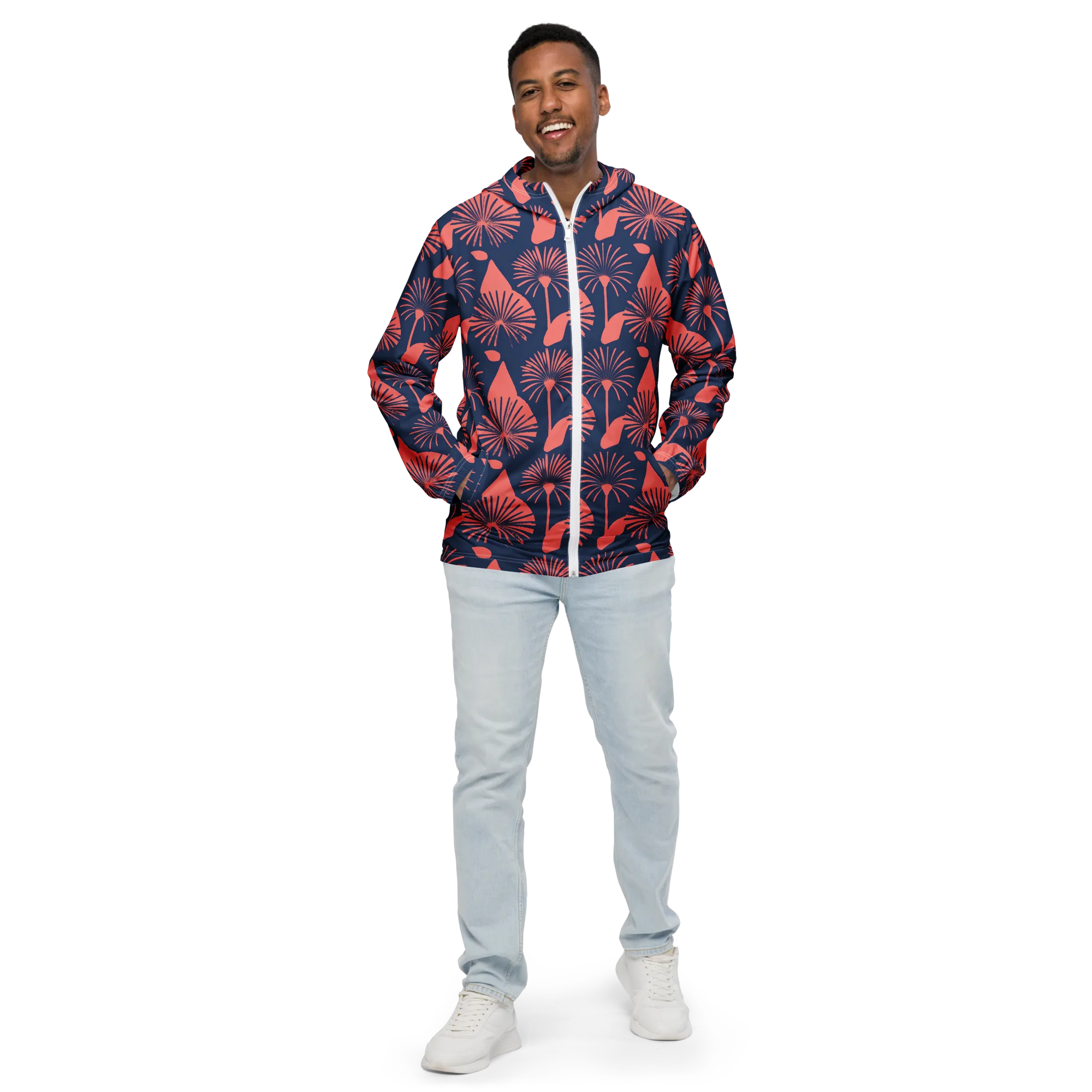 Salmon Starburst on Men's Windbreaker — Front