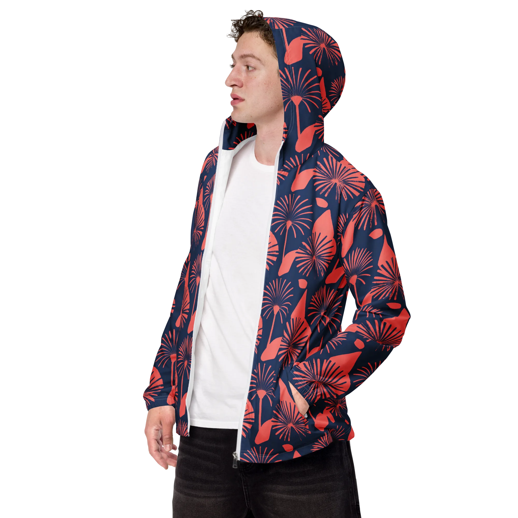 Salmon Starburst on Men's Windbreaker — Left Front