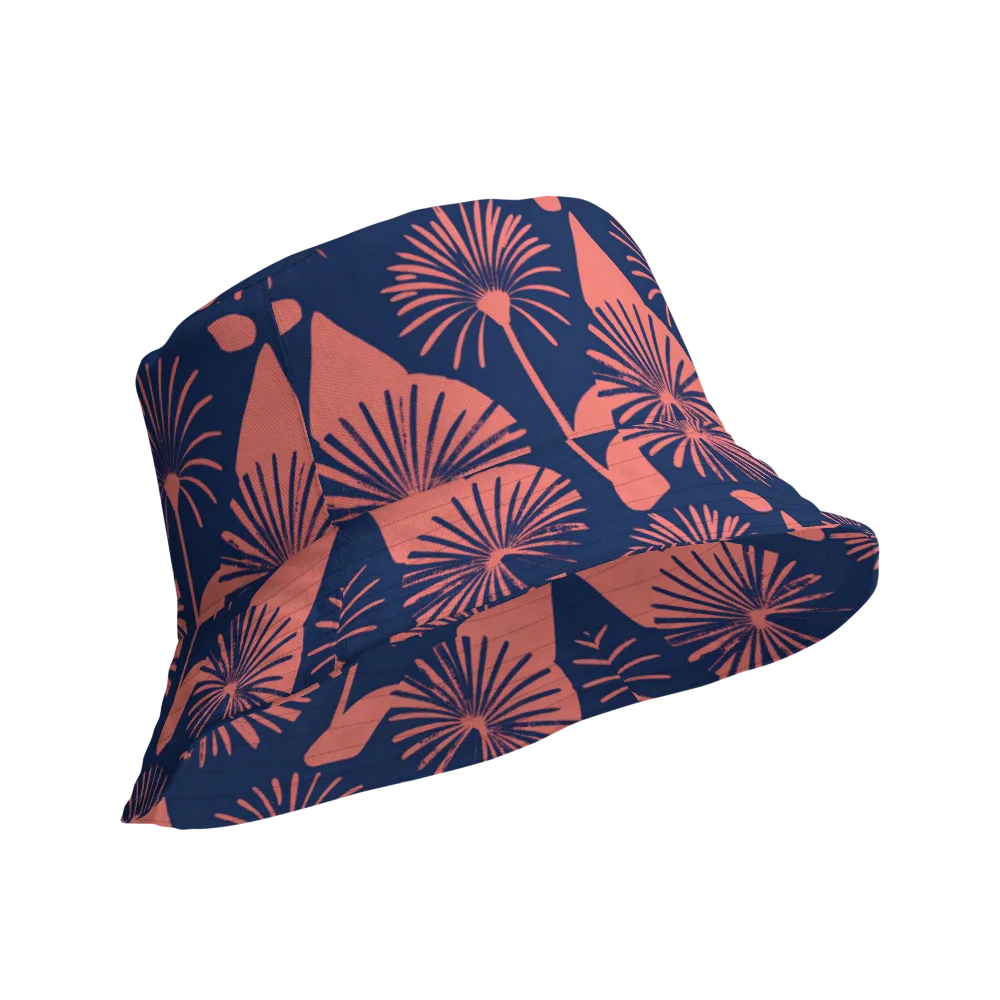 Salmon Starburst on Reversible Bucket Hat — Product details Outside