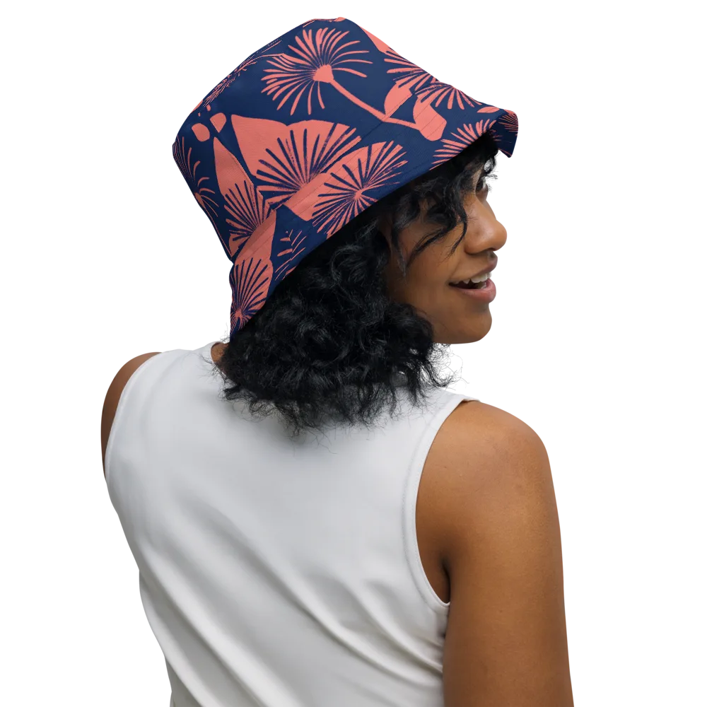 Salmon Starburst on Reversible Bucket Hat — Right Outside