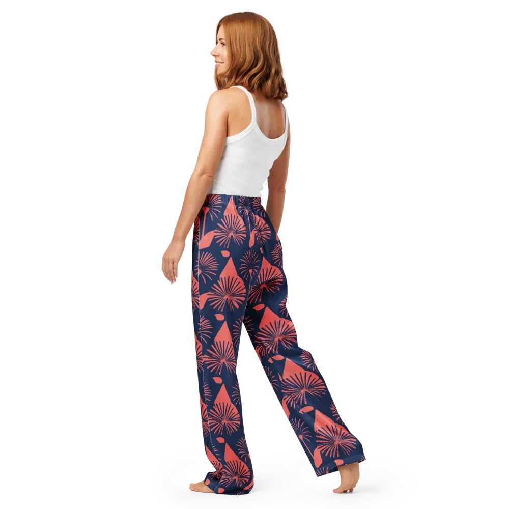 Salmon Starburst on Women's Pajama Pants — Back