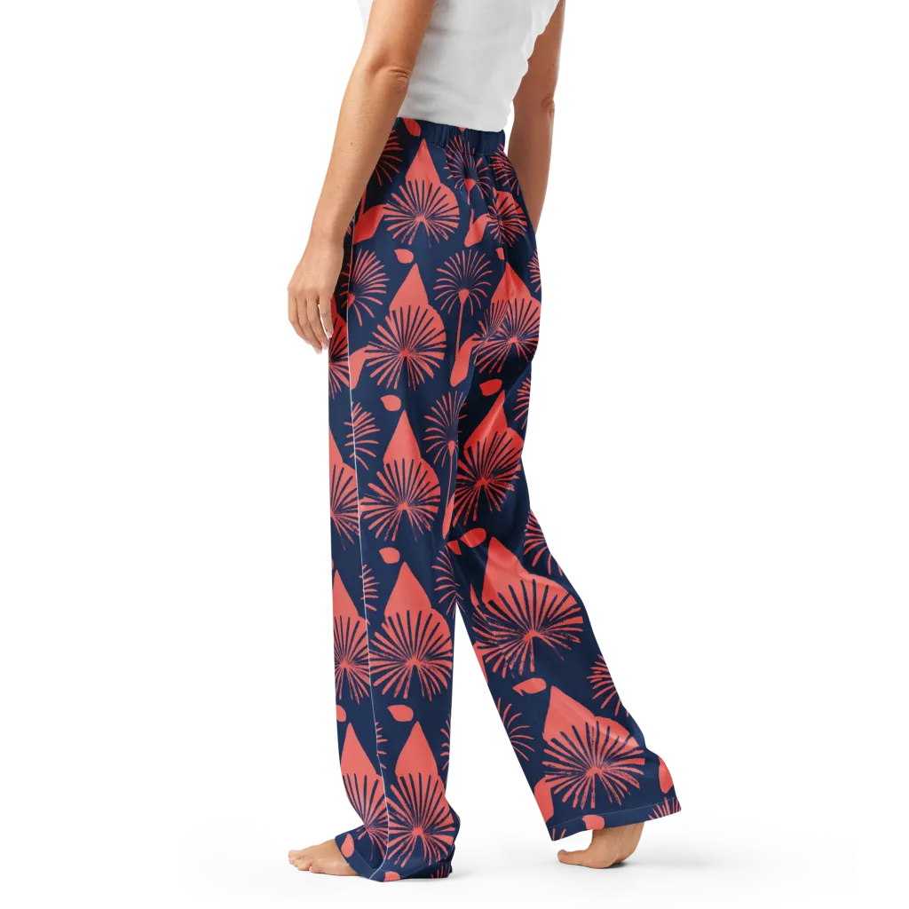Salmon Starburst on Women's Pajama Pants — Left