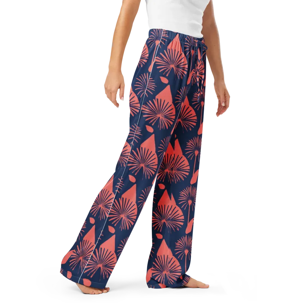 Salmon Starburst on Women's Pajama Pants — Right Front
