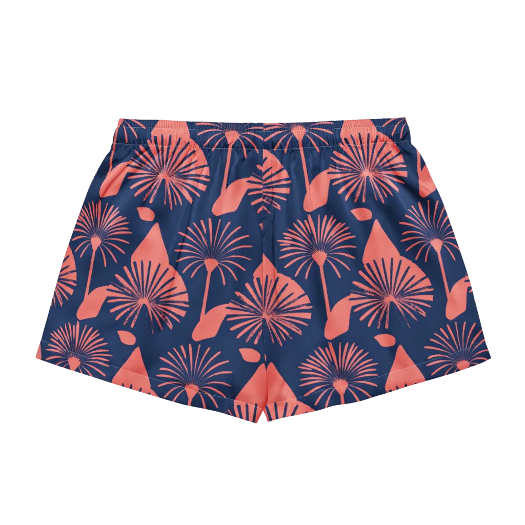 Salmon Starburst on Women's Pajama Shorts — Back