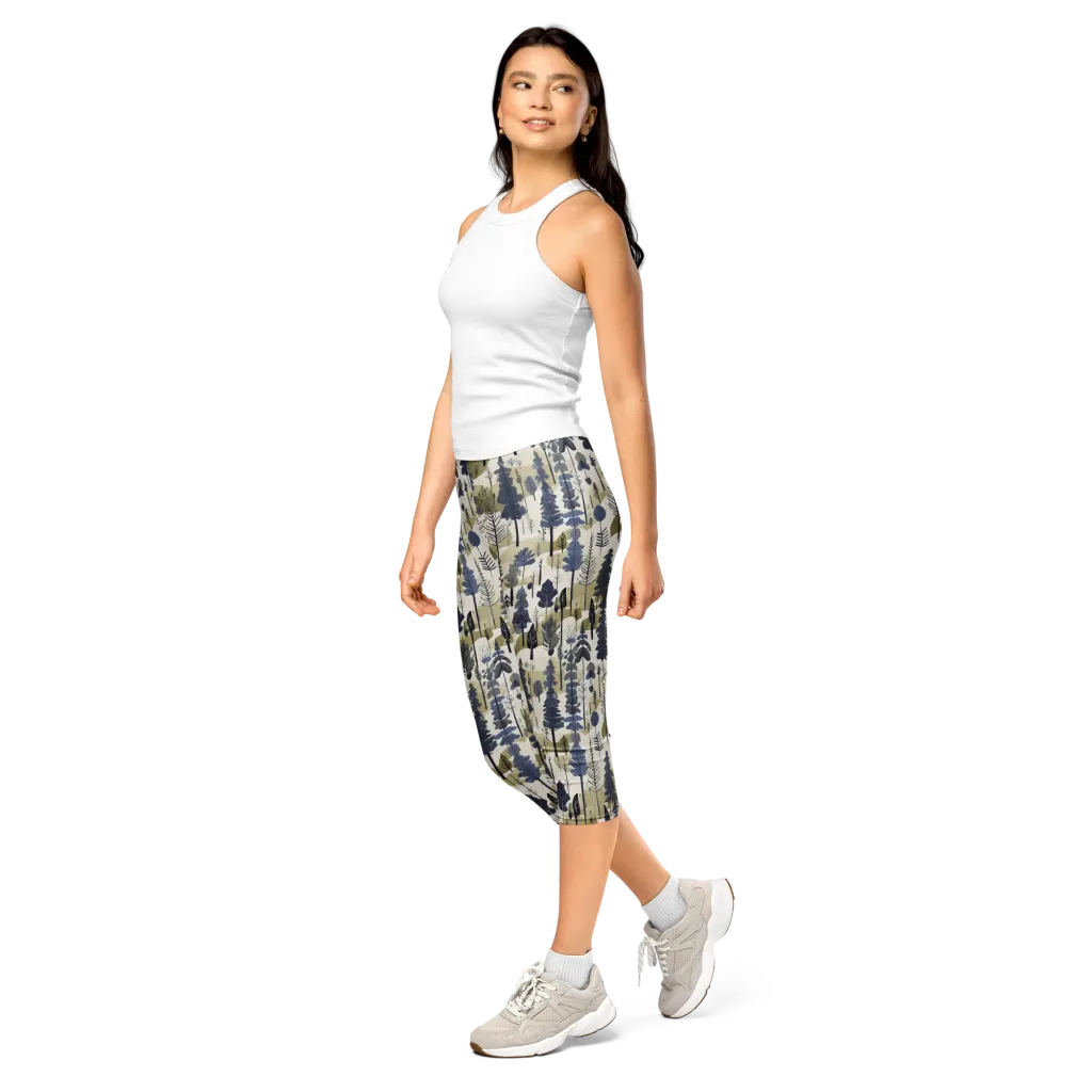 Whispering Canopy on Capri Leggings — Left Front
