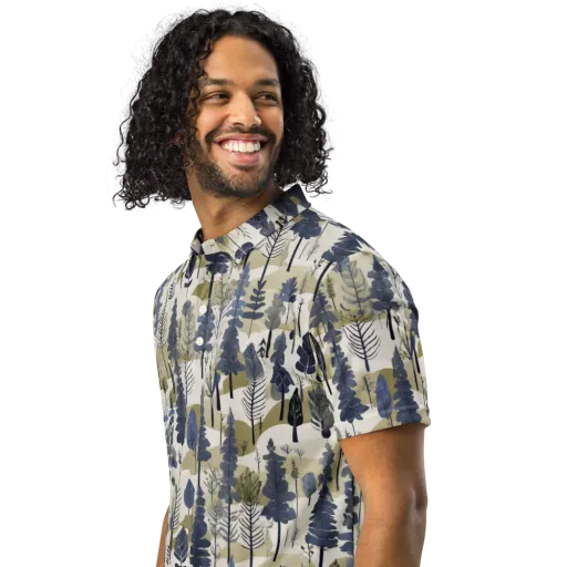 Whispering Canopy on a Men's Slim Fit Polo Shirt