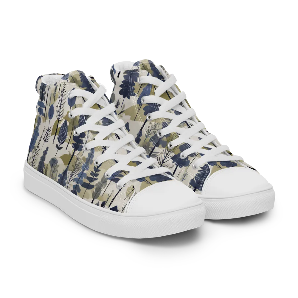 Whispering Canopy on Men's High Top Canvas Shoes — Right Front