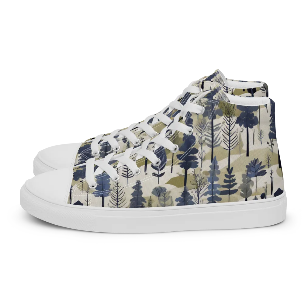 Whispering Canopy on Men's High Top Canvas Shoes — Left