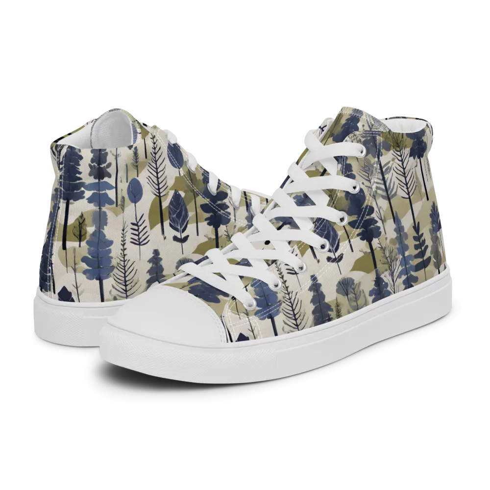 Whispering Canopy on Men's High Top Canvas Shoes — Left