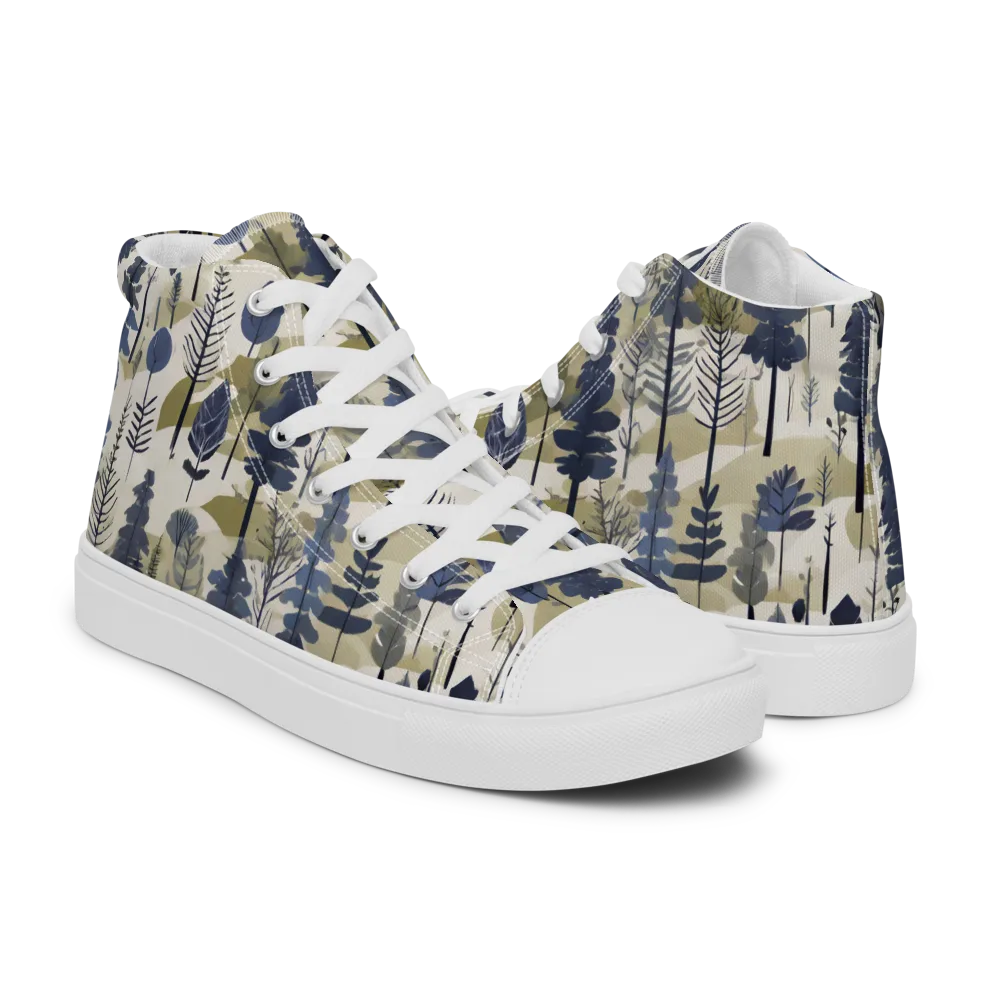 Whispering Canopy on Men's High Top Canvas Shoes — Right