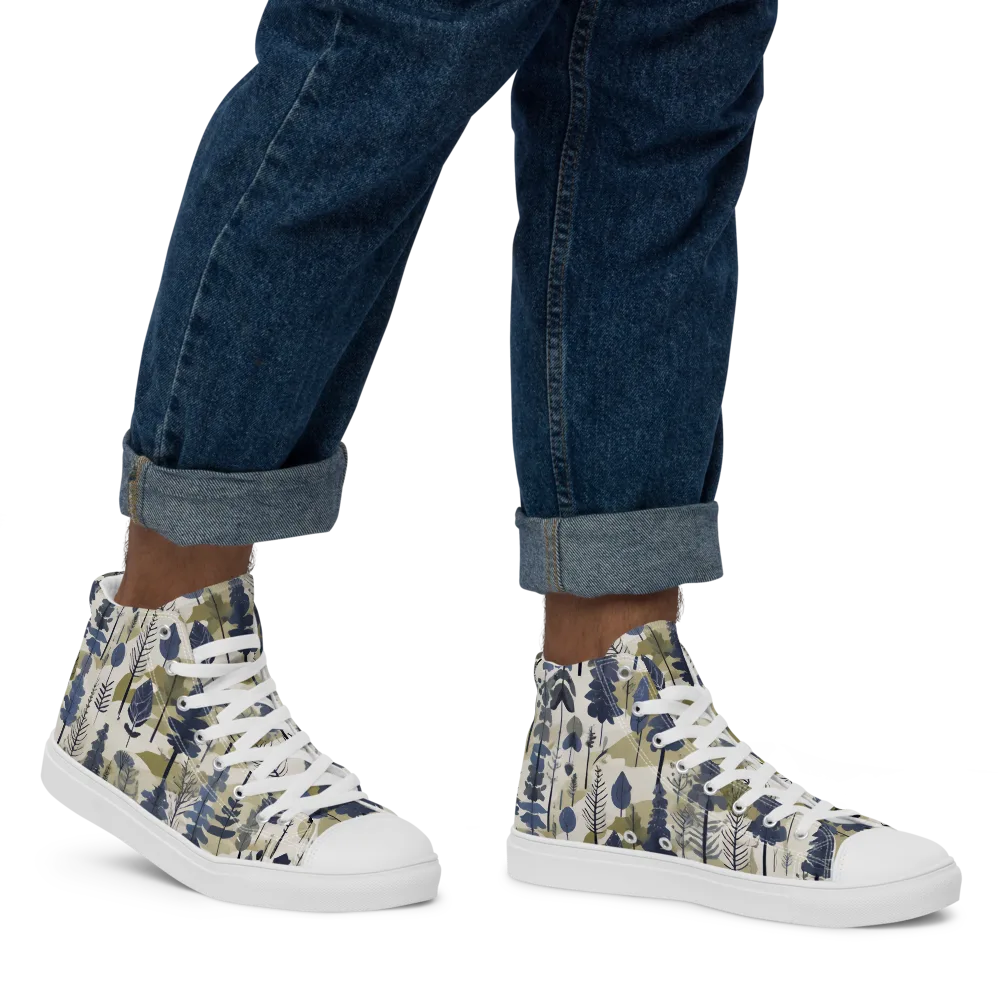 Whispering Canopy on Men's High Top Canvas Shoes — Right
