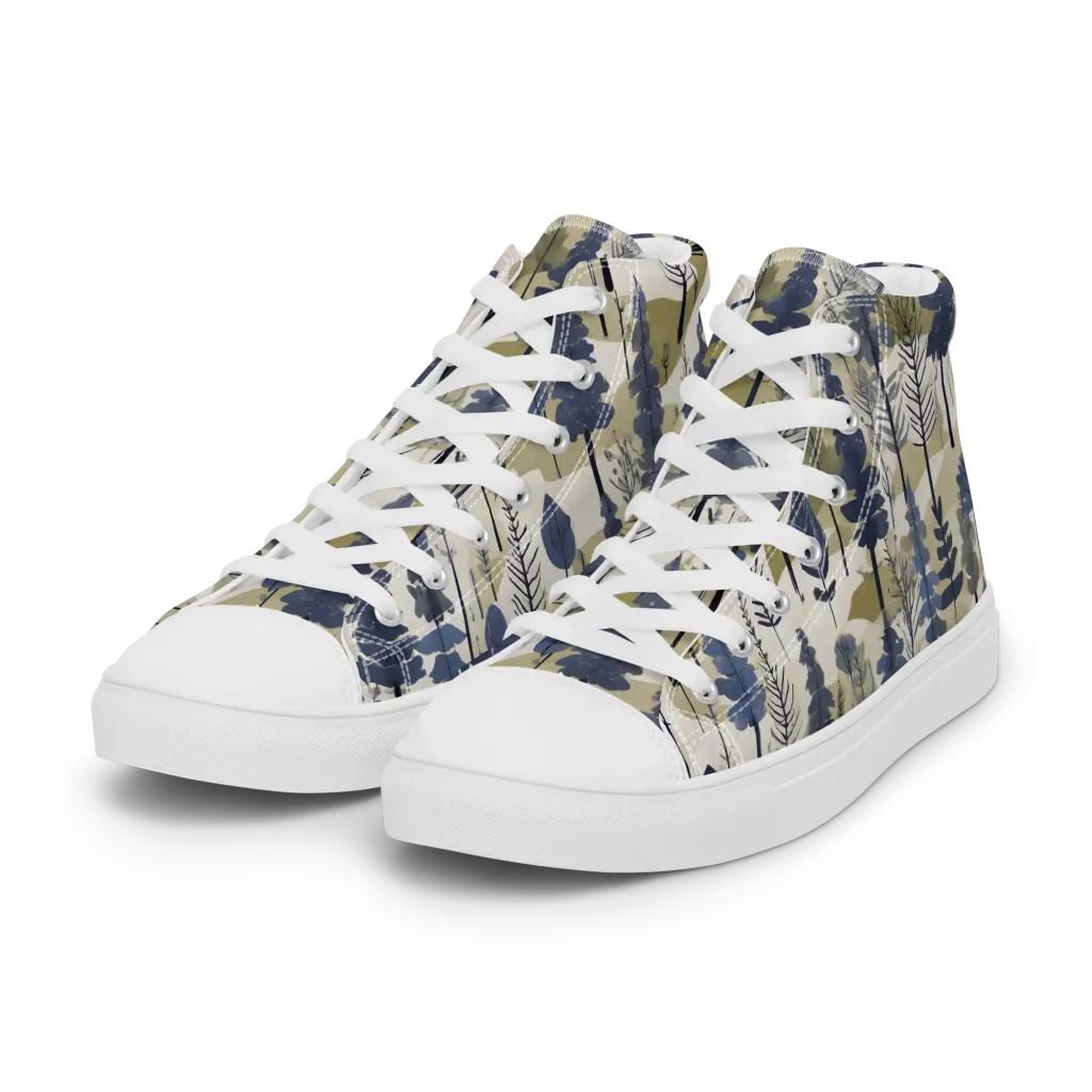 Whispering Canopy on Women's High Top Canvas Shoes — Left Front