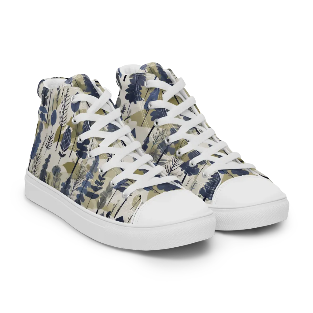 Whispering Canopy on Women's High Top Canvas Shoes — Right Front