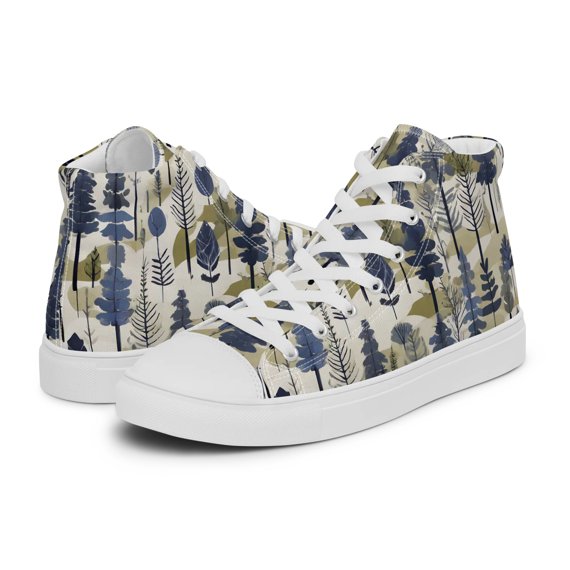 Whispering Canopy on Women's High Top Canvas Shoes — Left