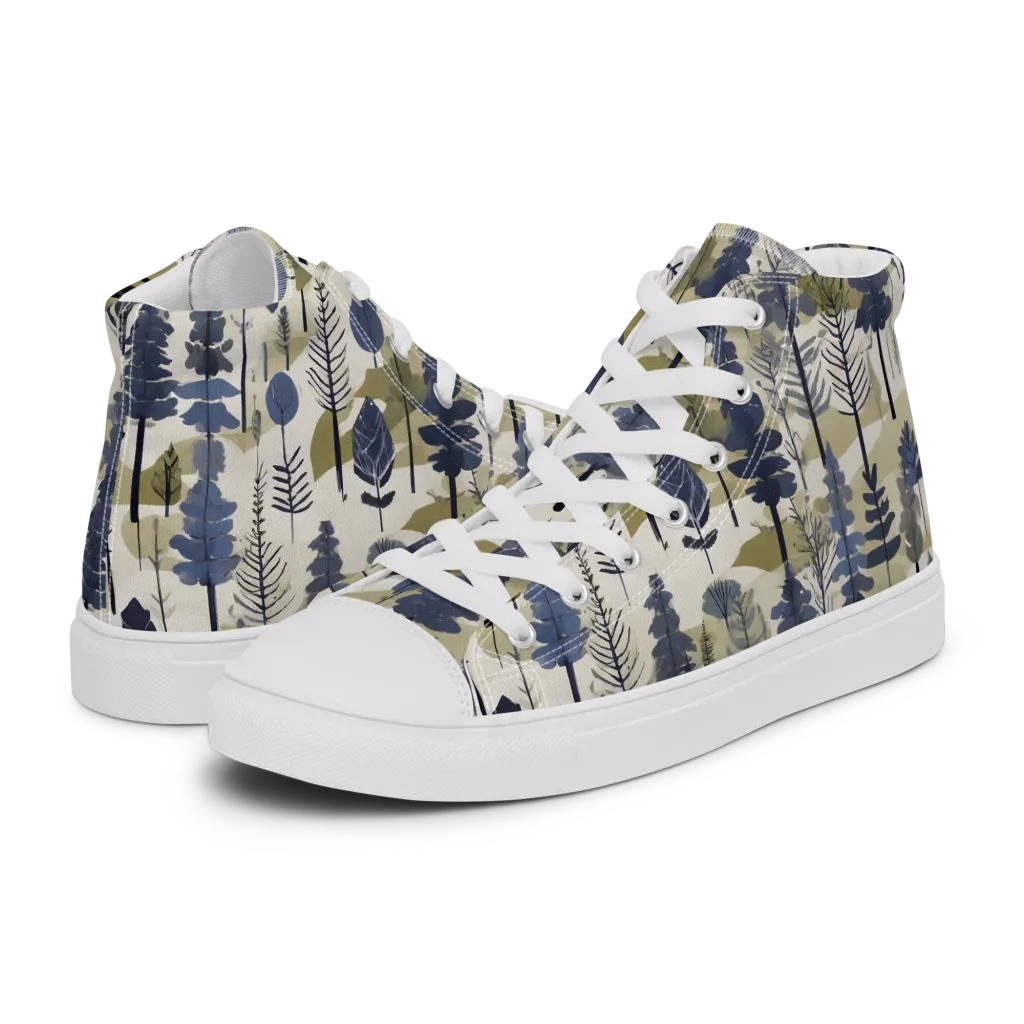 Whispering Canopy on Women's High Top Canvas Shoes — Left