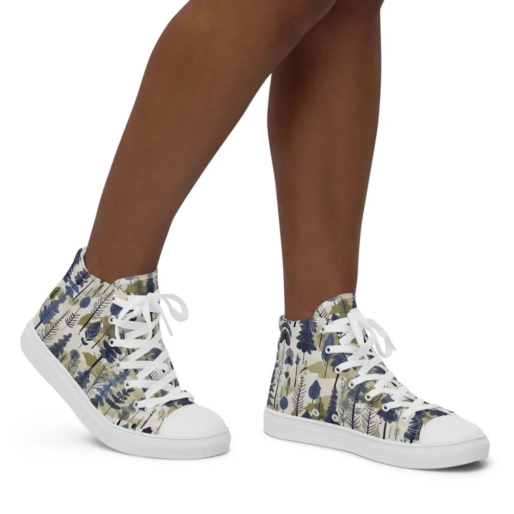 Whispering Canopy on Women's High Top Canvas Shoes — Right