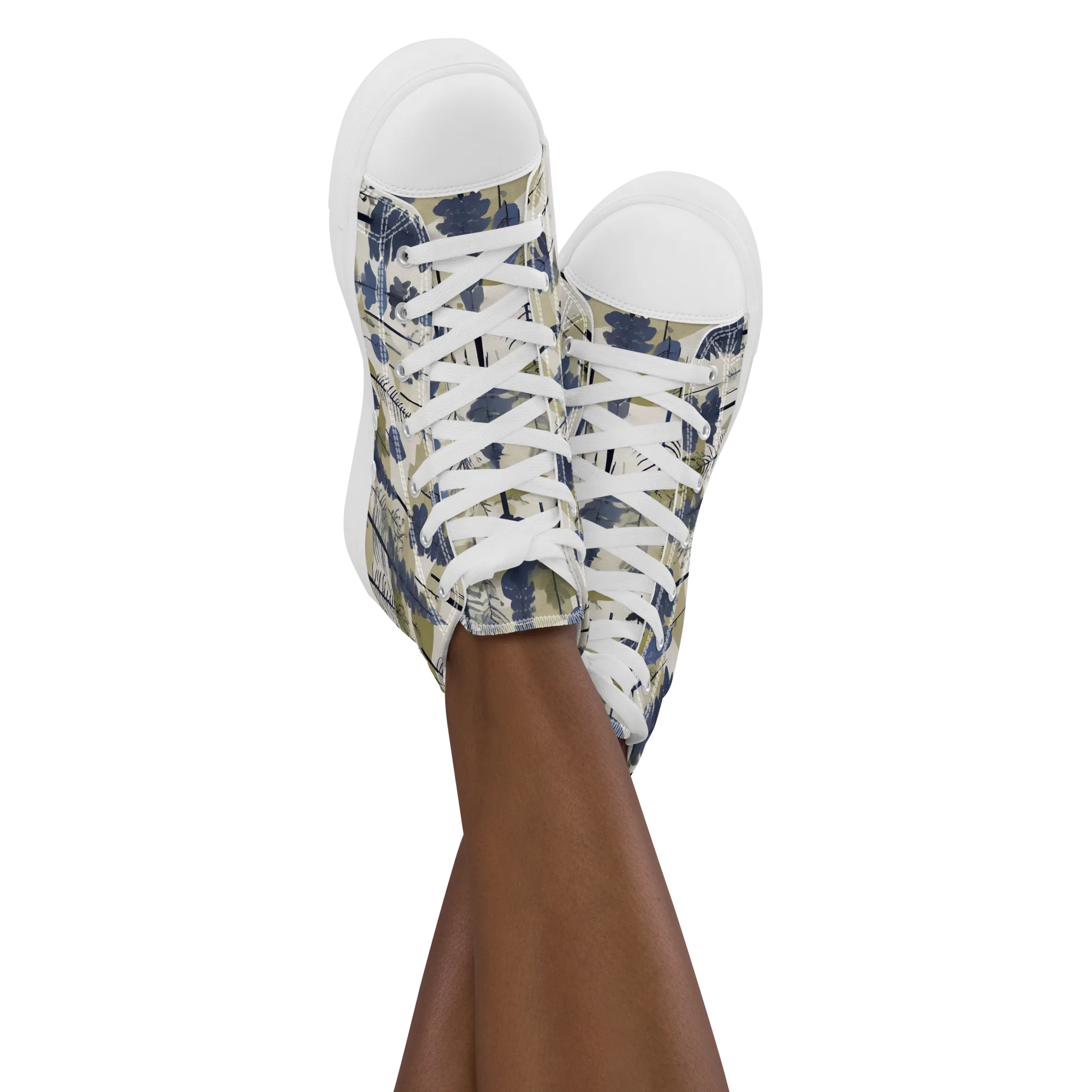 Whispering Canopy on Women's High Top Canvas Shoes — Front